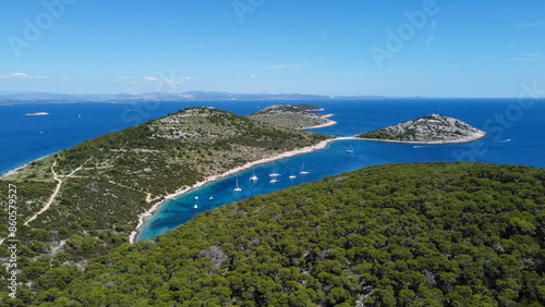 Obraz na płótnie drone view of the Mediterranean coast of the island Zirje in Croatia w salonie