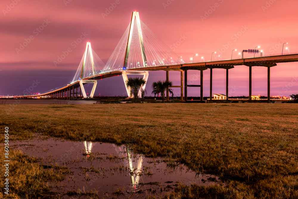 Fototapeta premium Arthur Ravenal Bridge at twilight, Charleston South Carolina