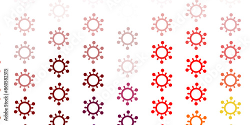 Light Pink, Yellow vector backdrop with virus symbols.