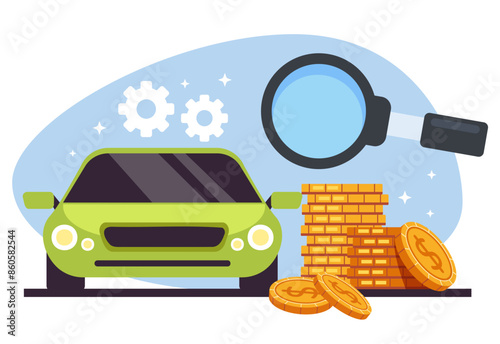Searching car for buying isolated concept. Vector flat graphic design cartoon illustration