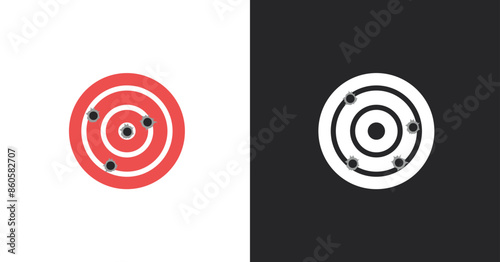 Archery target dart arrow success hit concept. Vector flat graphic design illustration
