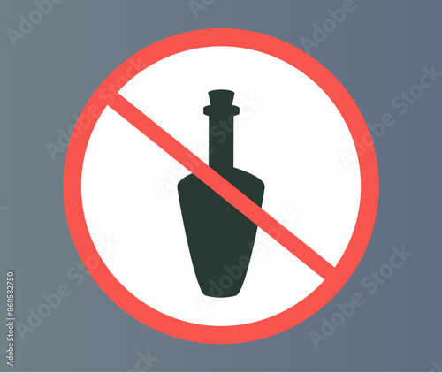 Alcohol drink icon stop sign ban forbidden isolated concept. Vector graphic design element illustration