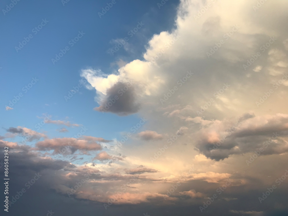 Fototapeta premium View of sunset sky with multicolor clouds.