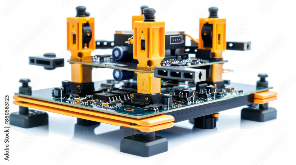 Circuit bord holder for stabilizing circuit boards during repair isolated on white background Circuit bord holder for stabilizing circuit boards during repair isolated on white background