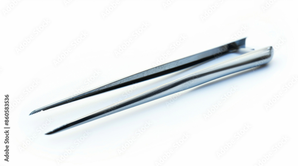 Tweezers for handling small ATM components isolated on white background Tweezers for handling small ATM components isolated on white background