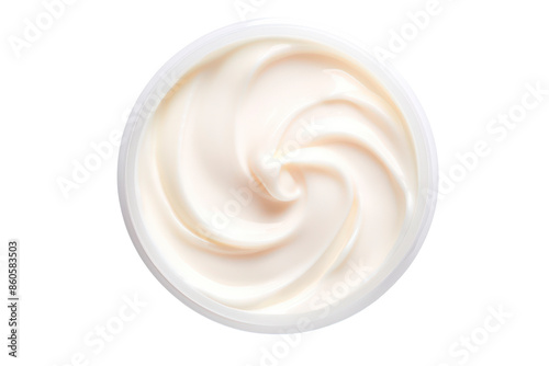 creamy yogurt in a glass isolated on transparent background, png file