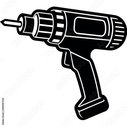Black and white power tool drill screwdriver silhouette
