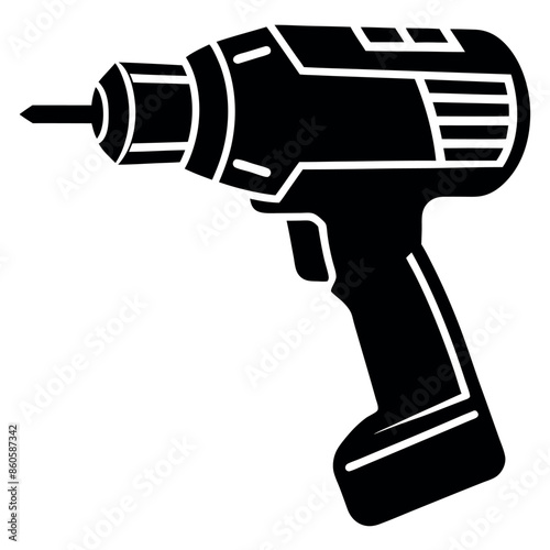 Black and white power tool drill screwdriver silhouette
