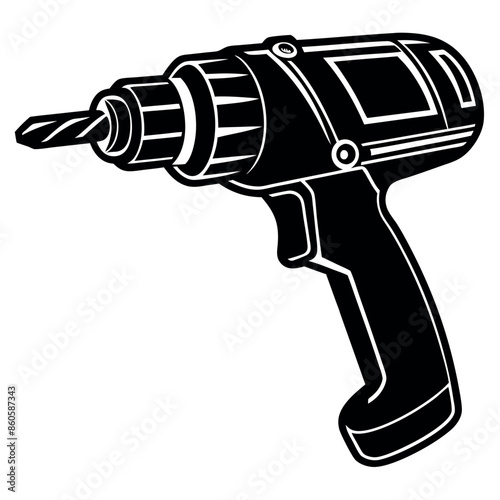 Black and white power tool drill screwdriver silhouette
