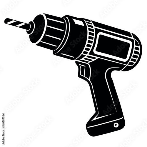 Black and white power tool drill screwdriver silhouette
