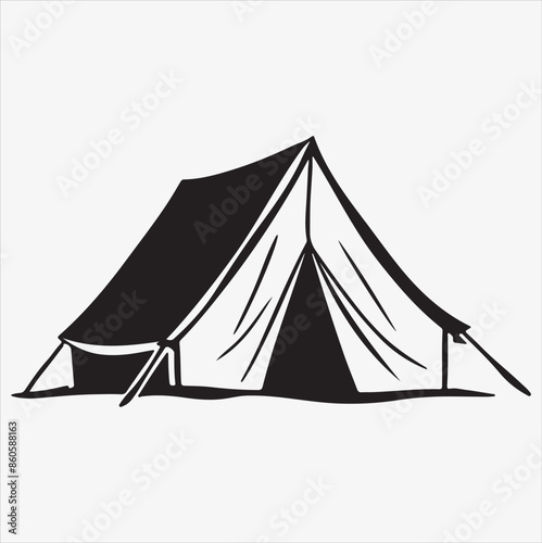 tent silhouette vector illustration on a White Background