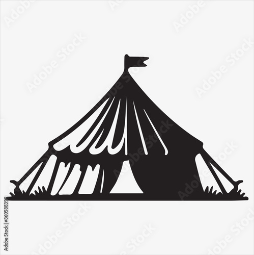tent silhouette vector illustration on a White Background