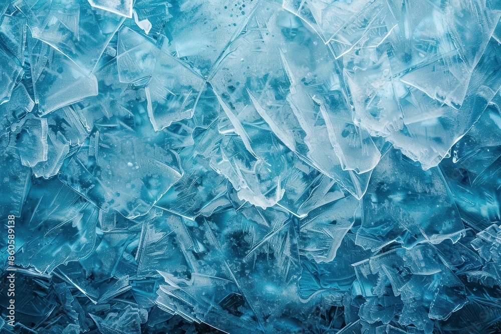 Icy textured background of an abstract frozen wall