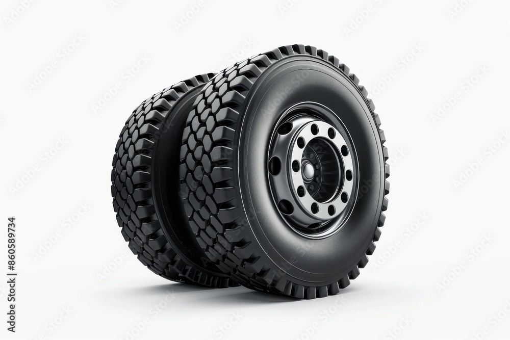 Obraz premium White background truck wheel isolated - perfect for designs and mockups