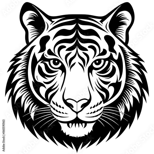 the-tiger-head-isolated-on-black-silhouette