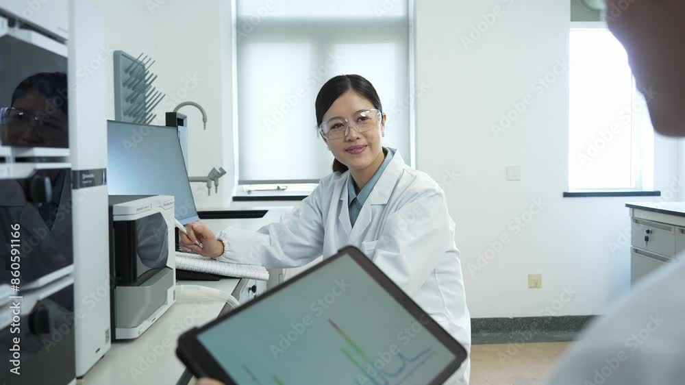 doctors coworking on tablet in lab doctors coworking on tablet in lab