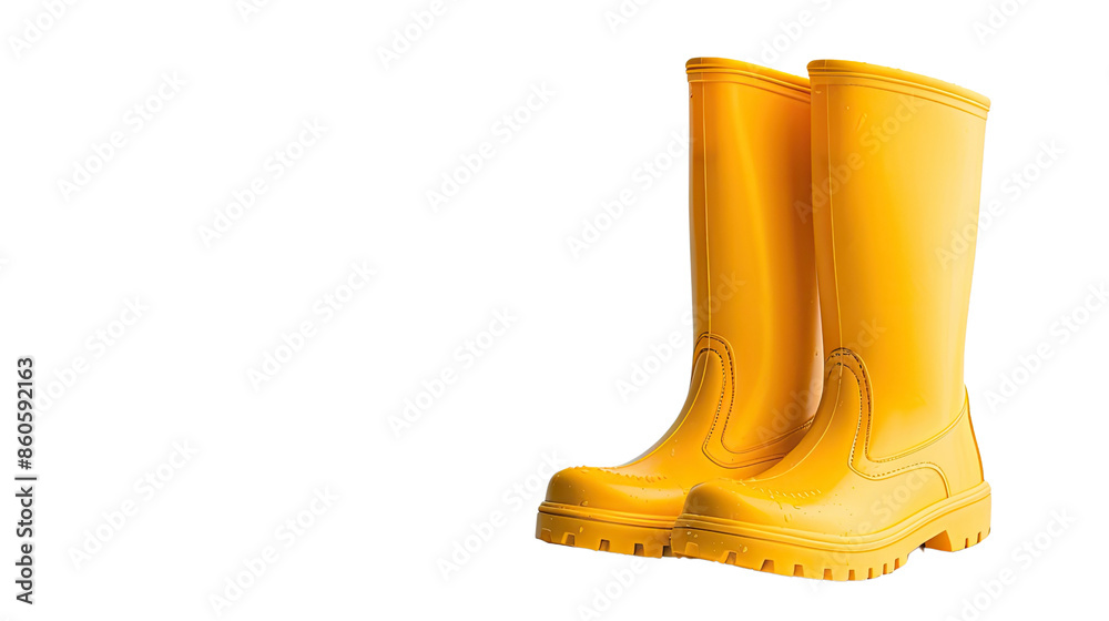 Yellow rubber boots on a transparent background Yellow rubber boots on a transparent background