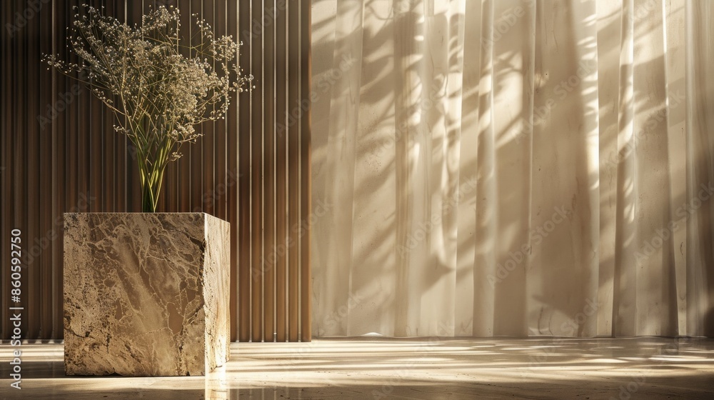 Stone podium for display product. Background for cosmetic product branding, identity and packaging Stone podium for display product. Background for cosmetic product branding, identity and packaging