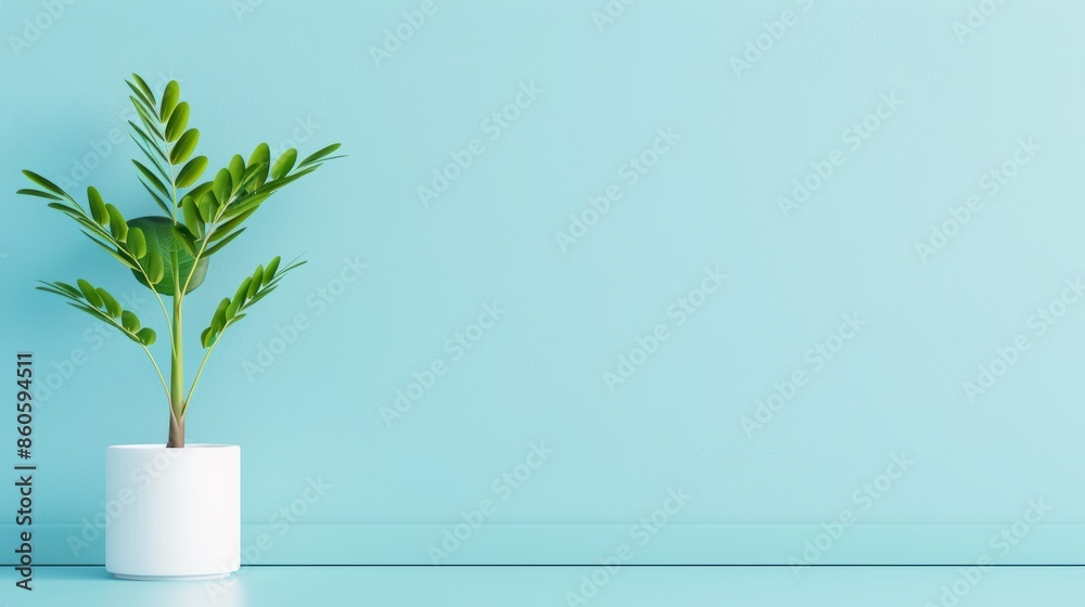 A serene blue bedroom designed in a minimalist style, with clean lines and a calming color palette. The image features ample copy space for adding text or graphics, perfect for showcasing modern A serene blue bedroom designed in a minimalist style, with clean lines and a calming color palette. The image features ample copy space for adding text or graphics, perfect for showcasing modern