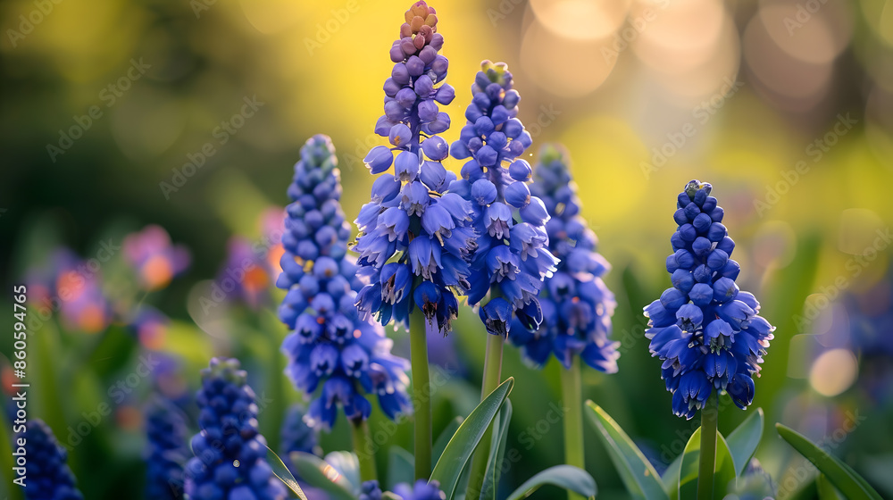 Blue scylla flowers in the early spring with slightly unfocused background High quality photo : Generative AI Blue scylla flowers in the early spring with slightly unfocused background High quality photo : Generative AI
