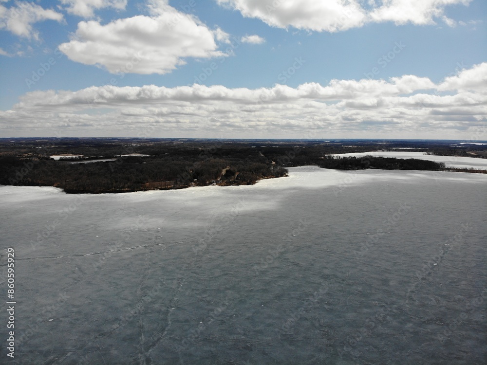 Fototapeta premium Minnesota lake in the frozen winter.