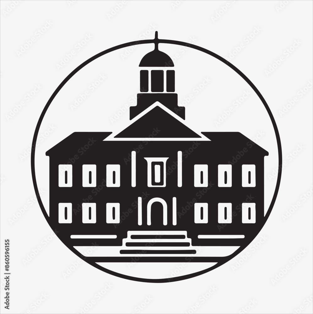 a university vector silhouette illustration on a White Background a university vector silhouette illustration on a White Background