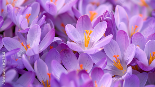 lot of purple crocus flowers in spring : Generative AI