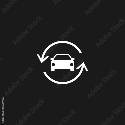 Car exchange icon isolated on black background 