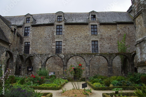 Ancient cloister in Lehon in Brittany in France, Europe