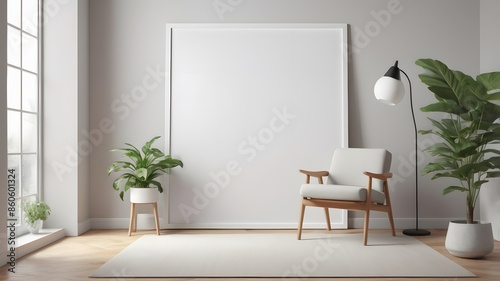 Frame mockup  ISO A paper size  Living room wall poster mockup  Interior mockup with house background  living room  Scandinavian style  3D render  3D illustration