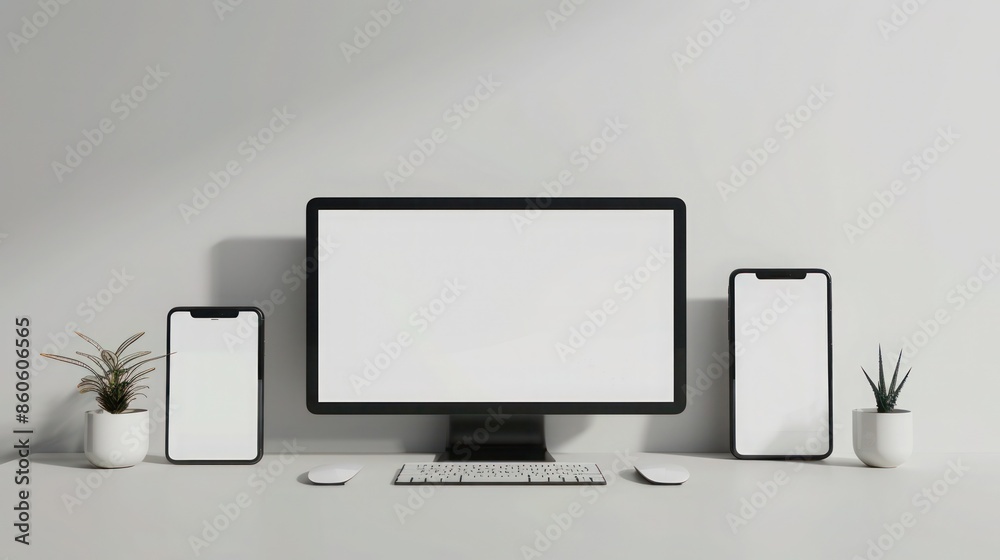 Smartphone, tablet pc and mobile phone mockup. 3D rendering Smartphone, tablet pc and mobile phone mockup. 3D rendering