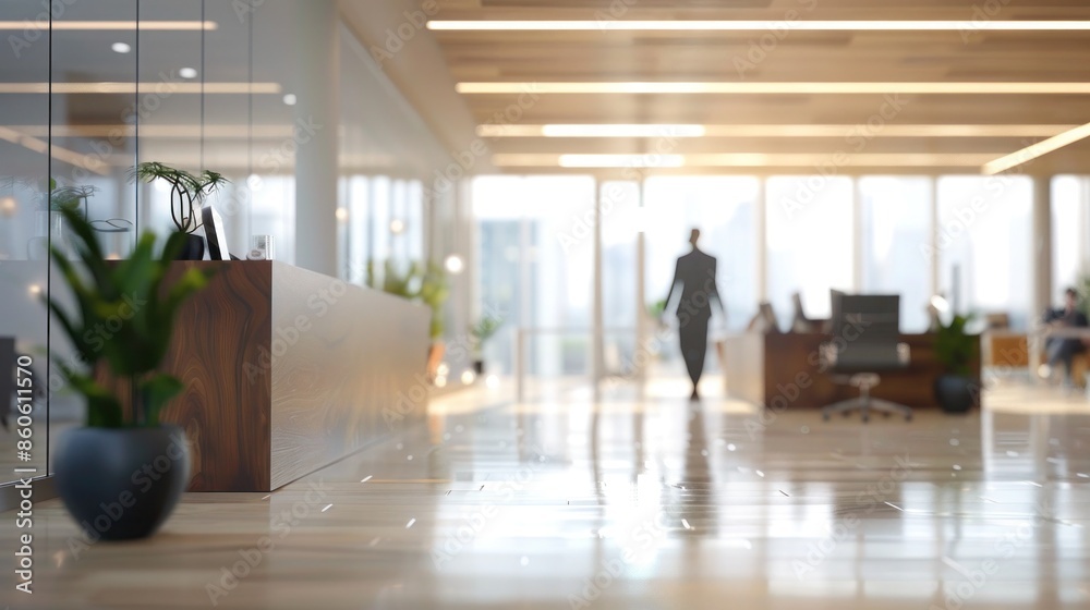 Blurred image of business people walking in the lobby of a modern office building Blurred image of business people walking in the lobby of a modern office building