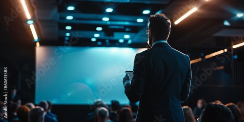 High-End Startup Pitch with Copy Space A startup founder pitching an idea in a luxurious setting 