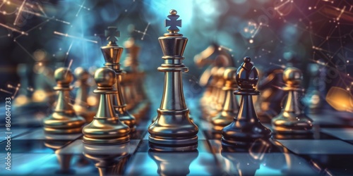 Chess strategy blur corporate business illustration success innovation, technology growth, competition market strategy blur corporate business