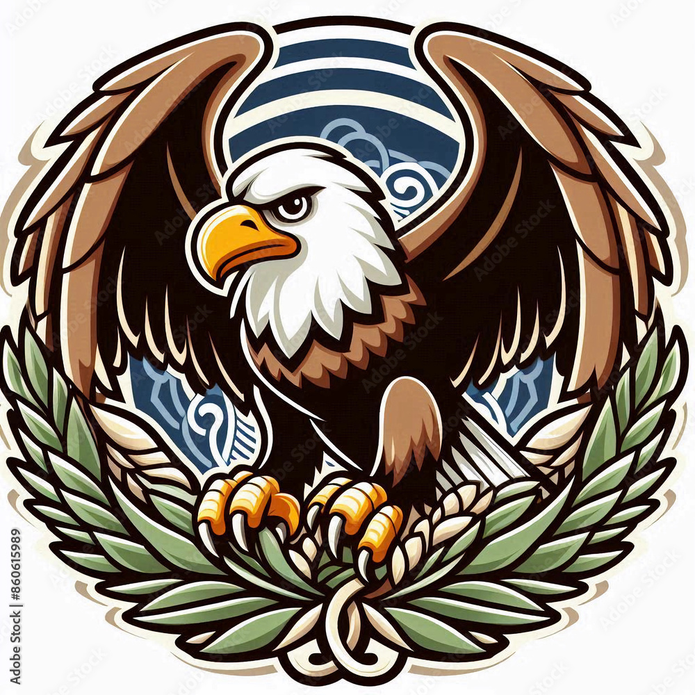Fototapeta premium old patriotic Bald Eagle seal design square