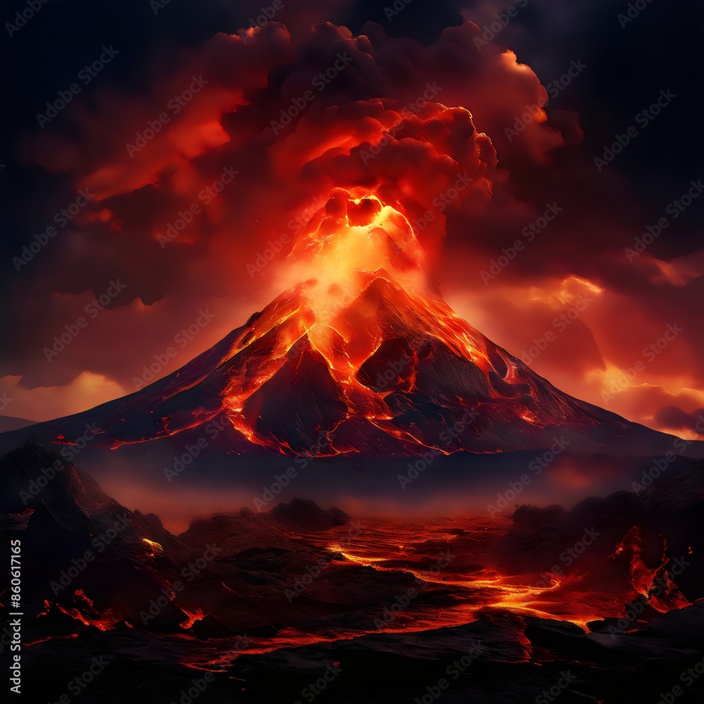Fototapeta premium Eruption of Power: Dramatic Volcano Landscape