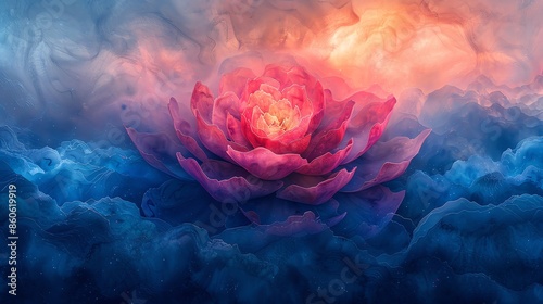 Sacred Geometry Pattern Complex and mesmerizing sacred geometry patterns overlaid on a tranquil watercolor background, providing a serene area for adding spiritual quotes