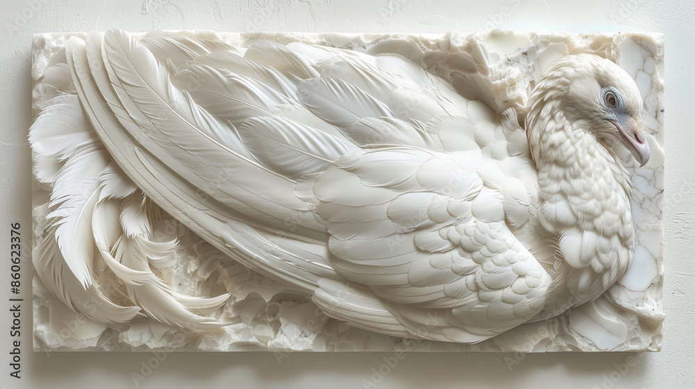 Fototapeta premium panel wall art, wall decoration, marble background with feather designs