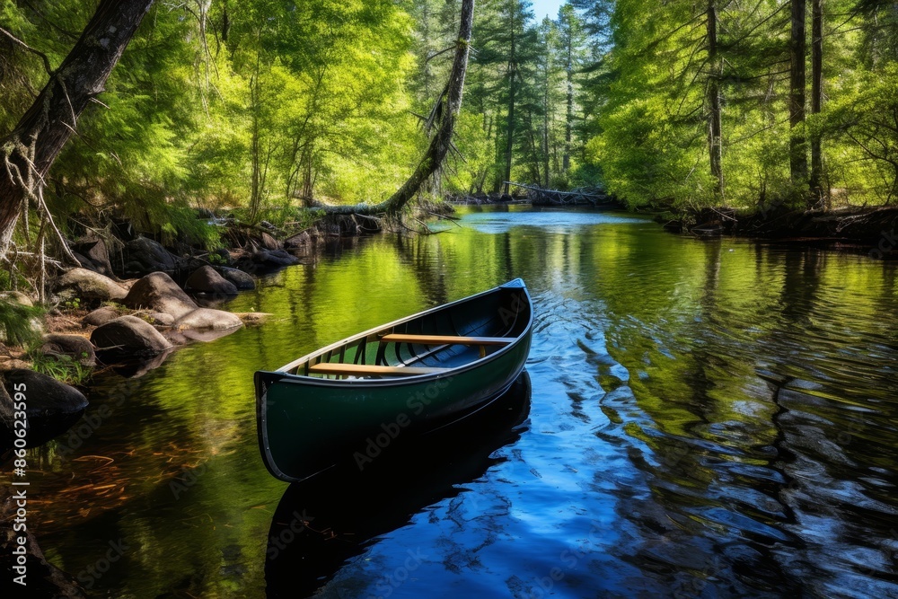 Obraz premium Sustainable river tourism exploring nature s beauty by canoe for an eco friendly adventure