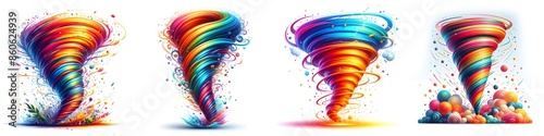 Tornado effect colourful  tornado swirl whirlwind splashes with splatters hurricane dessert stream storm with liquid splashing
