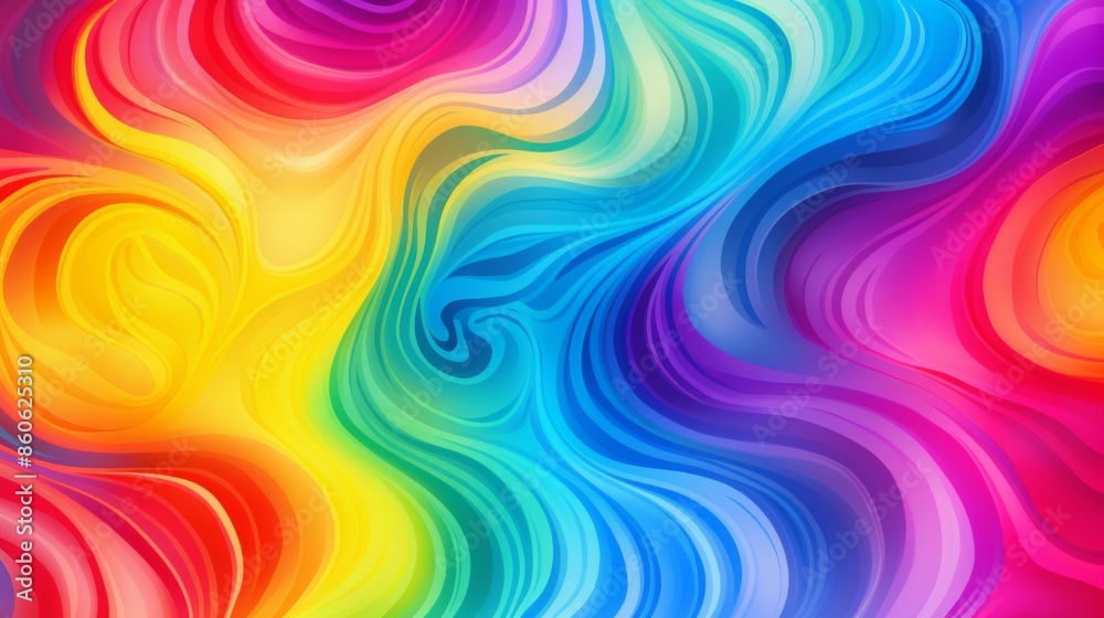 Obraz premium An elegant array of colors blending seamlessly in a fluid, wavy abstract design, creating a smooth and calming visual experience with modern digital art aesthetics.