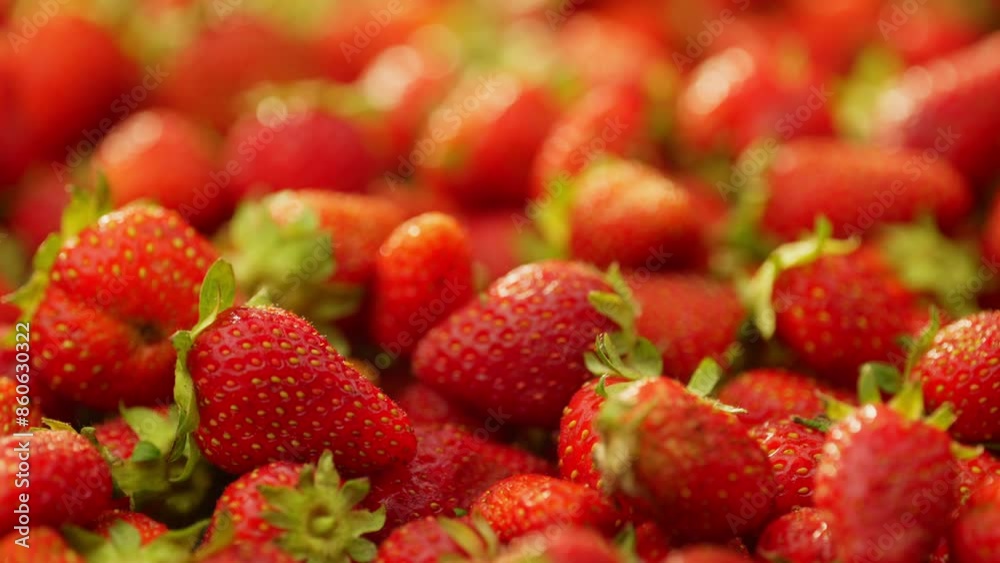 Background field video of a berry falling on other berries. Beautiful seasonal organic eco fruits. High quality 4k footage Background field video of a berry falling on other berries. Beautiful seasonal organic eco fruits. High quality 4k footage