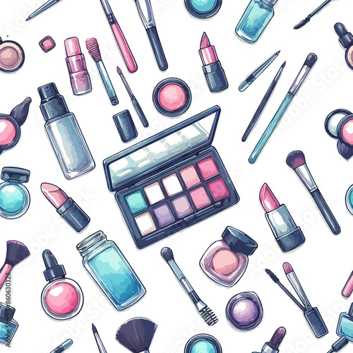 beauty pattern make up and cosmetics doodle icon stickers illustration