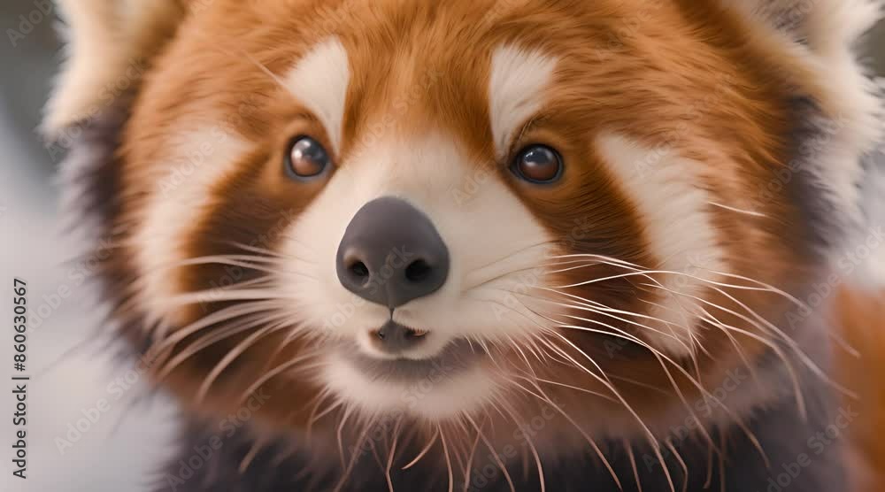 Close up of a red panda's face with a cute and endearing expression Close up of a red panda's face with a cute and endearing expression