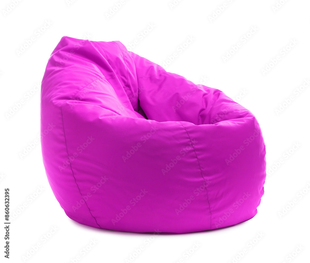 One magenta bean bag chair isolated on white One magenta bean bag chair isolated on white