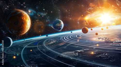 Parade of the planets of the solar system.