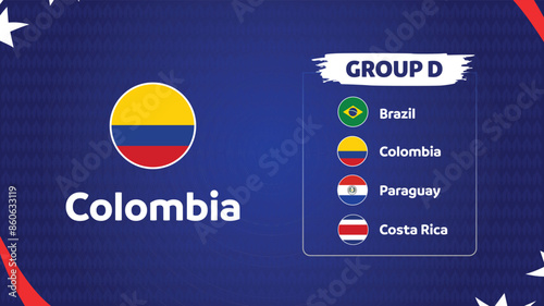 Colombia Flag Emblem Group D American Football USA 2024 Abstract Design Logo Symbol Vector illustration