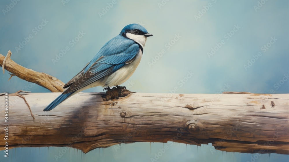 A beautiful bird with vibrant blue feathers perched on a log, captured in an outdoor setting, highlighting the essence of wildlife and the tranquil beauty of nature. A beautiful bird with vibrant blue feathers perched on a log, captured in an outdoor setting, highlighting the essence of wildlife and the tranquil beauty of nature.