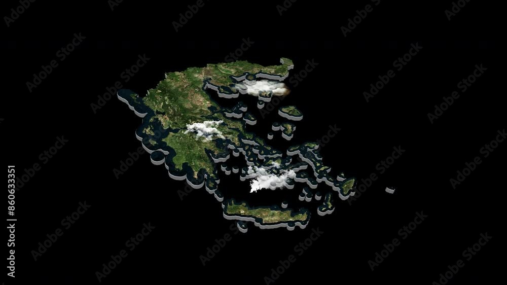 Greece 3D Country Map Animation Transparent Alpha
