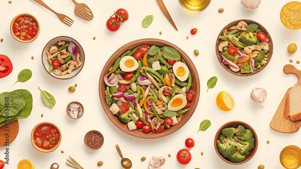 Fresh salad with boiled eggs and vegetables Fresh salad with boiled eggs and vegetables